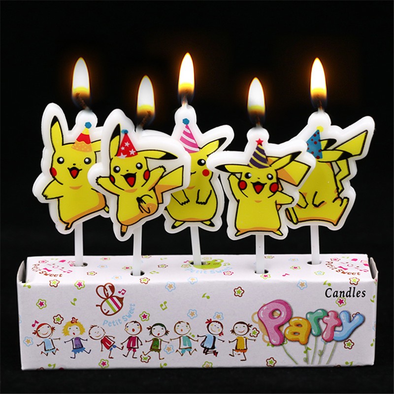 Pokemon Anime Merchandise - 5 unids/lote Pokemon vela de pastel
